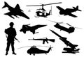 Military silhouettes set Royalty Free Stock Photo