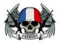 Military skull or patriot skull with FRANCE flag Helmet