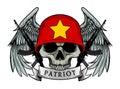 Military skull or patriot skull with VIETNAM flag Helmet