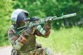 Military soldier with assault rifle