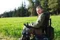 Military soldiers in Wheel-chair. Royalty Free Stock Photo