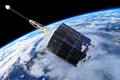 Military space navigation-communications satellite at the Earth orbit Royalty Free Stock Photo