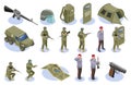 Military Special Forces Isometric Icons