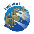 Night Attack Isometric Illustration Royalty Free Stock Photo