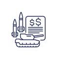 military spending or defence budget line icon