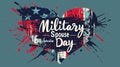 Military spouse appreciation day - holiday in United States of America. Abstract painted flag in grunge heart shape. Template for Royalty Free Stock Photo