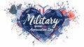 Military spouse appreciation day - holiday in United States of America. Abstract painted flag in grunge heart shape. Template for Royalty Free Stock Photo