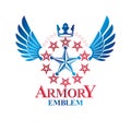 Military Star emblem, winged victory award symbol created using