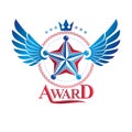 Military Star emblem, winged victory award symbol created using