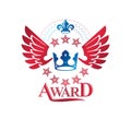 Military Star emblem, winged victory award symbol created using