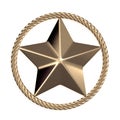 Military star in round cord 3d rendering