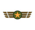 Military star wings emblem army air force badge. Graphic officer rank insignia symbol, airman vector illustration Royalty Free Stock Photo