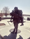 Military statue at veteran`s memorial park