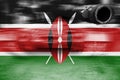 Military strength theme, motion blur tank with Kenya flag Royalty Free Stock Photo