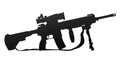 Military Style Automatic Rifle Silhouette Vector Illustration