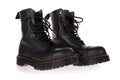 Military style black boots isolated Royalty Free Stock Photo