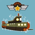 Military submarine cartoon underwater