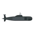 Military submarine icon, flat style