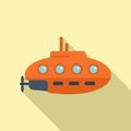 Military submarine icon flat vector. Underwater ship