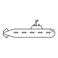 Military submarine icon, outline style