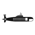 Military submarine icon, simple style