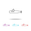 Military submarine line icon. Elements of military in multi colored icons. Premium quality graphic design icon. Simple icon for we