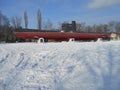 Military submarine in the snow park