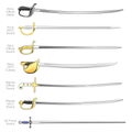 Military Sword, Cutlass and Saber Set Royalty Free Stock Photo