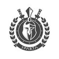 Military symbol, Spartan helmet in laurel wreath. Royalty Free Stock Photo