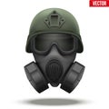 Military tactical helmet with gas mask