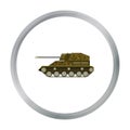 Military tank icon in cartoon style isolated on white background. Military and army symbol stock vector illustration Royalty Free Stock Photo