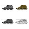 Military tank icon in cartoon style isolated on white background. Military and army symbol stock vector illustration Royalty Free Stock Photo