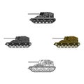 Military tank icon in cartoon style isolated on white background. Military and army symbol stock vector illustration Royalty Free Stock Photo