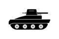 Military Tank Silhouette Icon. Panzer Vehicle Force Pictogram. Tank Army Black Symbol. Armed Machine Weapon Icon. Army Royalty Free Stock Photo