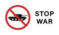 Military Tank Silhouette Red Stop Symbol. Caution Transportation Weapon Icon. Forbidden Army Sign. Panzer Vehicle Force Royalty Free Stock Photo