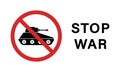 Military Tank Silhouette Red Stop Symbol. Caution Transportation Weapon Icon. Forbidden Army Sign. Panzer Vehicle Force Royalty Free Stock Photo