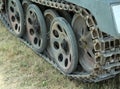 Military tank tracks during a war patrol Royalty Free Stock Photo