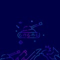 Military tank vector gradient line icon, illustration on a dark blue background. Related bottom border Royalty Free Stock Photo