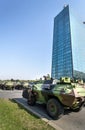 Military tanks invade city