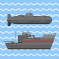 Military technic army war ship and industry technic armor defense fighting conflict vector