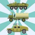 Military technic army war transport fighting industry technic armor defense vector collection Royalty Free Stock Photo