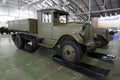 The military-technical festival `the Motors of Victory` in the park `Sokolniki`. ZIS-33, semi-tracked truck, Moscow, Royalty Free Stock Photo