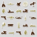 Military theme simple stickers icons set Royalty Free Stock Photo