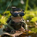 A military toad pilot in a darkly dramatic light. AI Generated