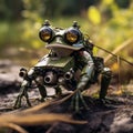 A military toad pilot in a darkly dramatic light. AI Generated