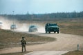 Military at training poligon waiting for president