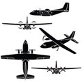 Military transport airplane set vector design Royalty Free Stock Photo