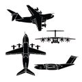 military transport airplane vector set Royalty Free Stock Photo