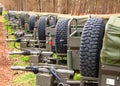 Military transport Trailers in a row Royalty Free Stock Photo