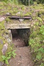 Military trench at Vieil Armand, Hartmannswillerkopf battlefield, in Vosges mountains in France.